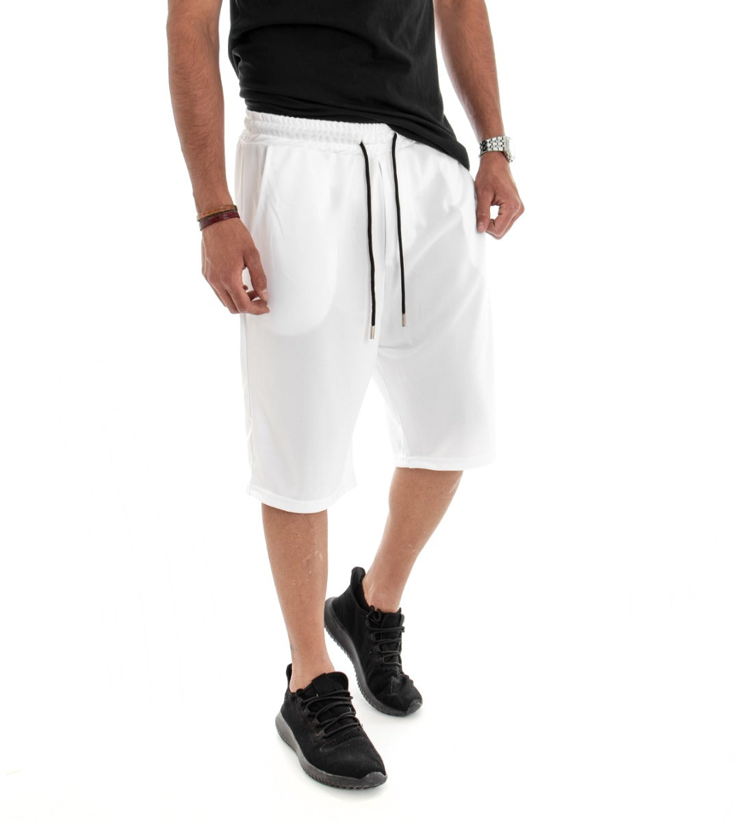 Bermuda Shorts Men's Tracksuit Over Solid Color White GIOSAL-PC1475A