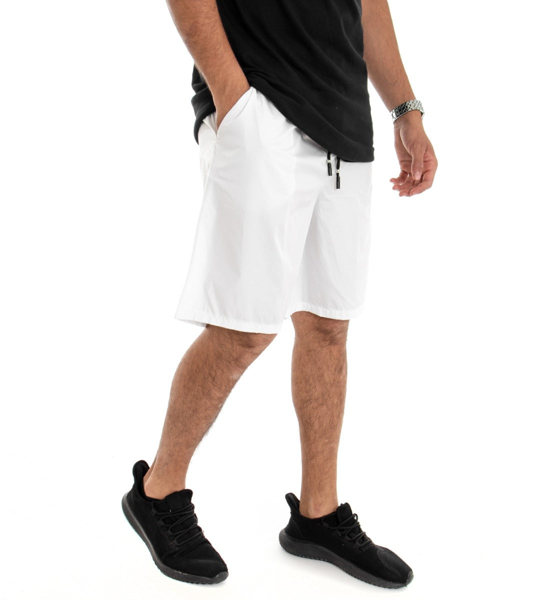 Bermuda Shorts Men's Short Over Solid Color White GIOSAL-PC1483A