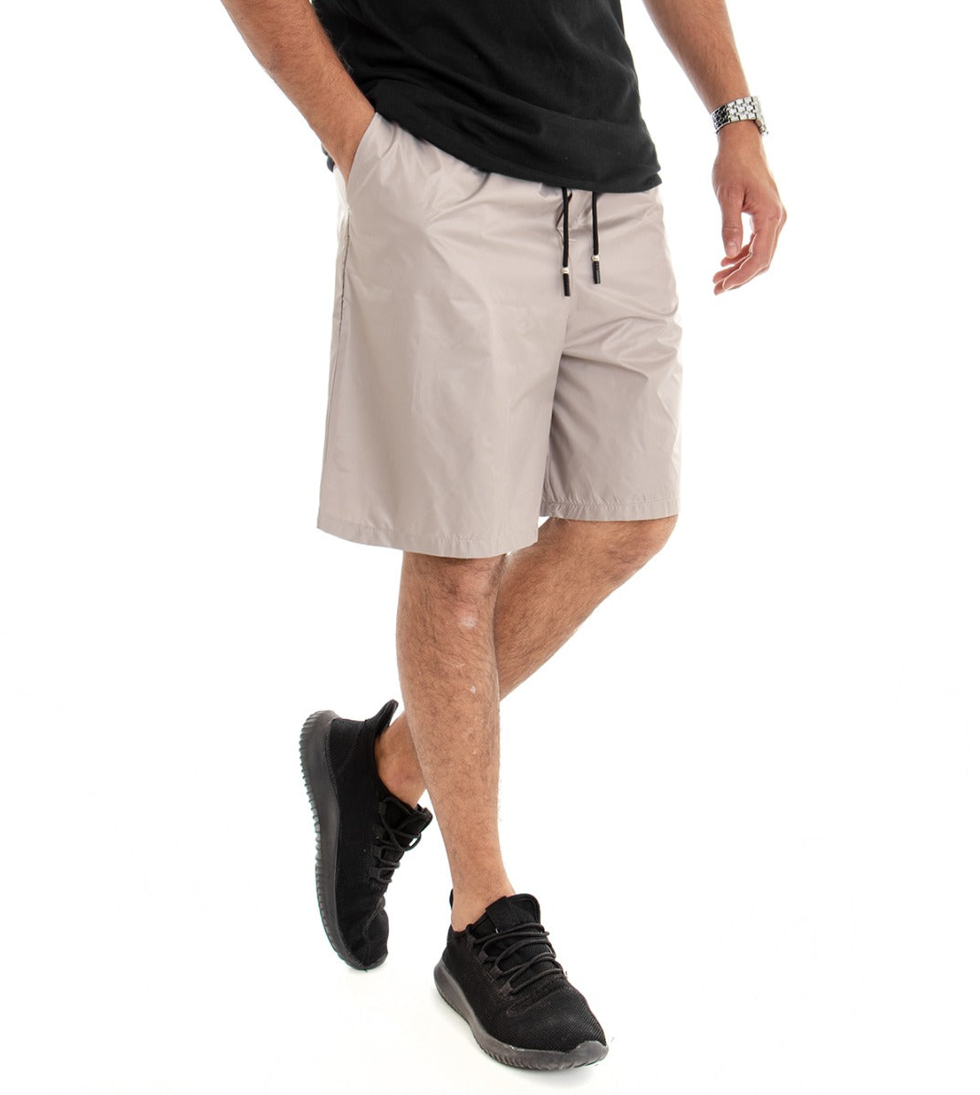 Bermuda Men's Shorts Over Solid Color Beige GIOSAL-PC1486A