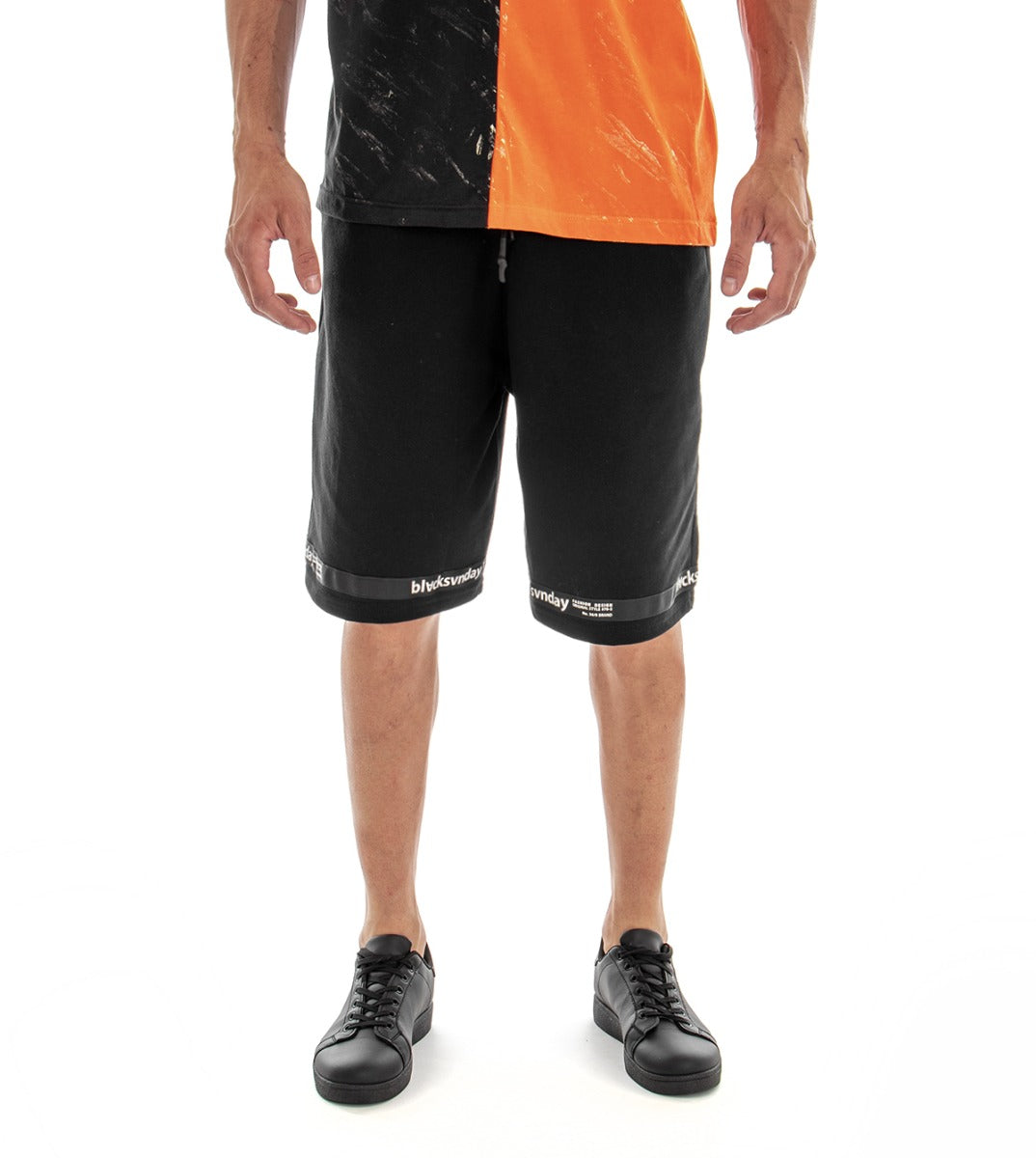 Bermuda Short Men's Shorts Black Solid Color Cotton Over GIOSAL-PC1508A