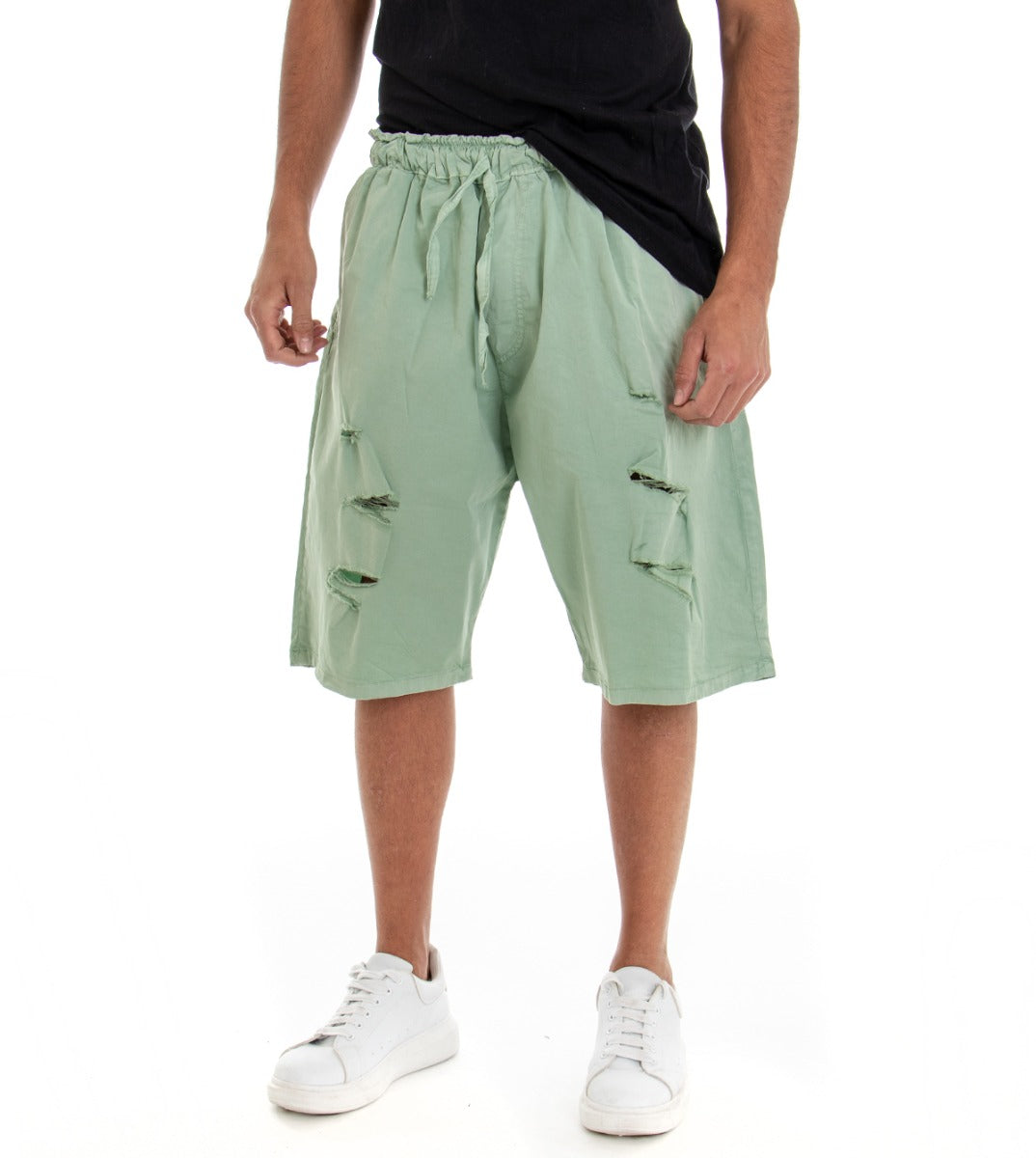 Bermuda Shorts Men's Shorts Over Solid Color Green Breaks GIOSAL-PC1531A