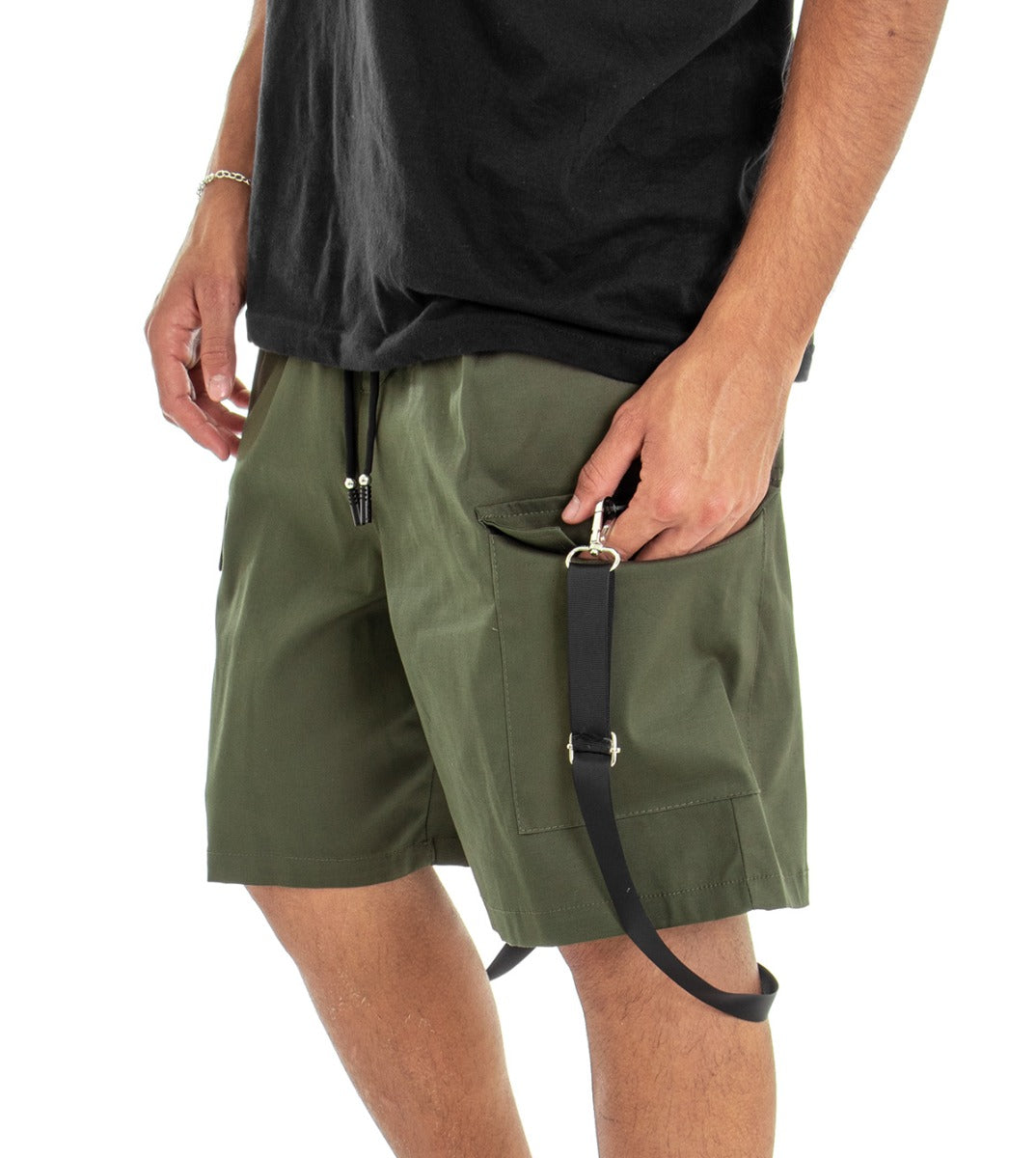 Bermuda Pantaloncino Uomo Shorts Tinta Unita Verde Cargo GIOSAL-PC1556A