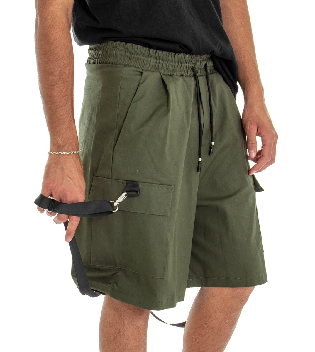 Bermuda Pantaloncino Uomo Shorts Tinta Unita Verde Cargo GIOSAL-PC1556A