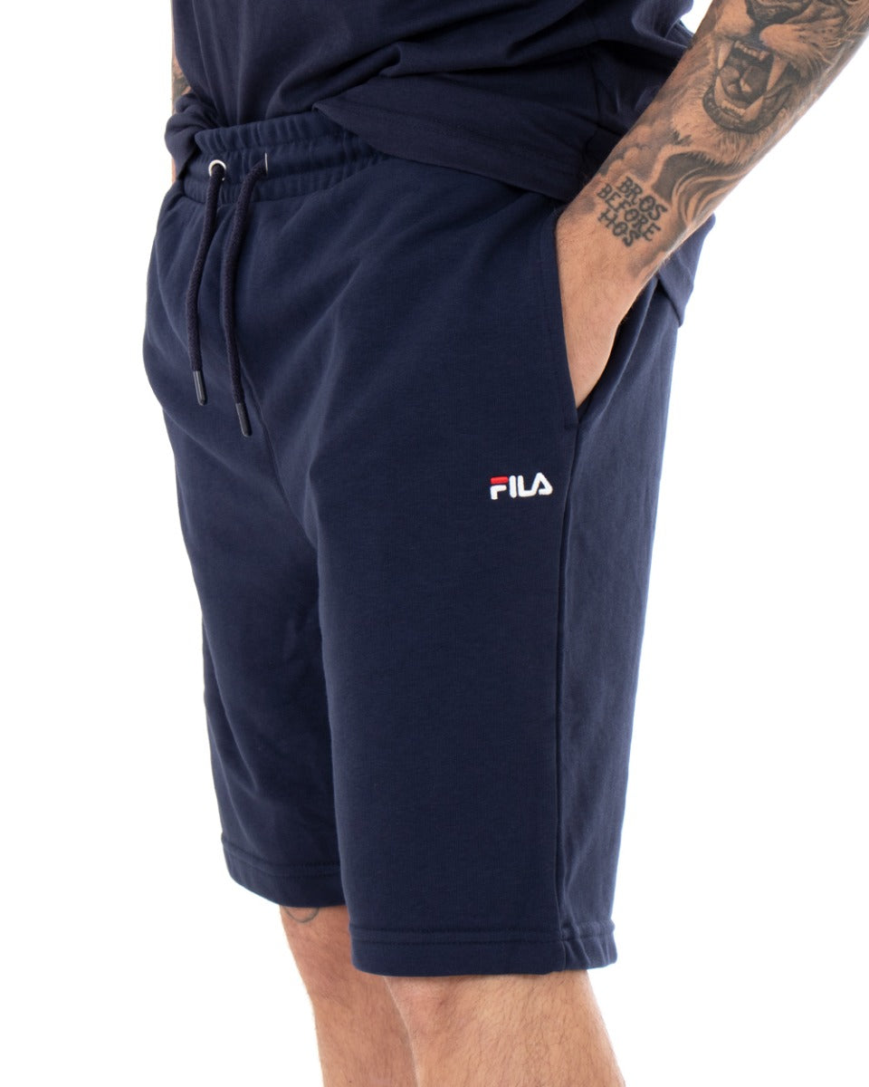 Bermuda Pantaloncino Tuta Blu Uomo Fila Logo Small Eldon Sweat GIOSAL