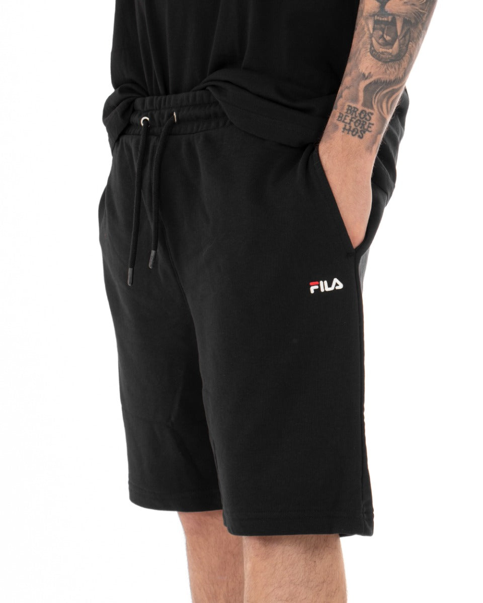 Bermuda Pantaloncino Tuta Nero Uomo Fila Logo Small Eldon Sweat GIOSAL-PC1614A