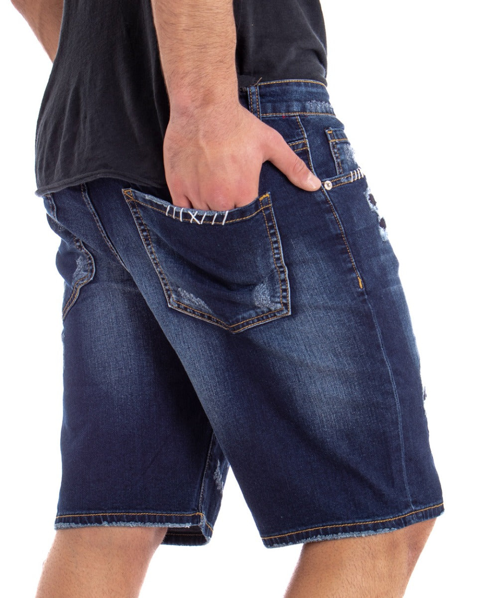 Bermuda Shorts Men's Short Denim Jeans Breaks Five Pockets GIOSAL-PC1619A