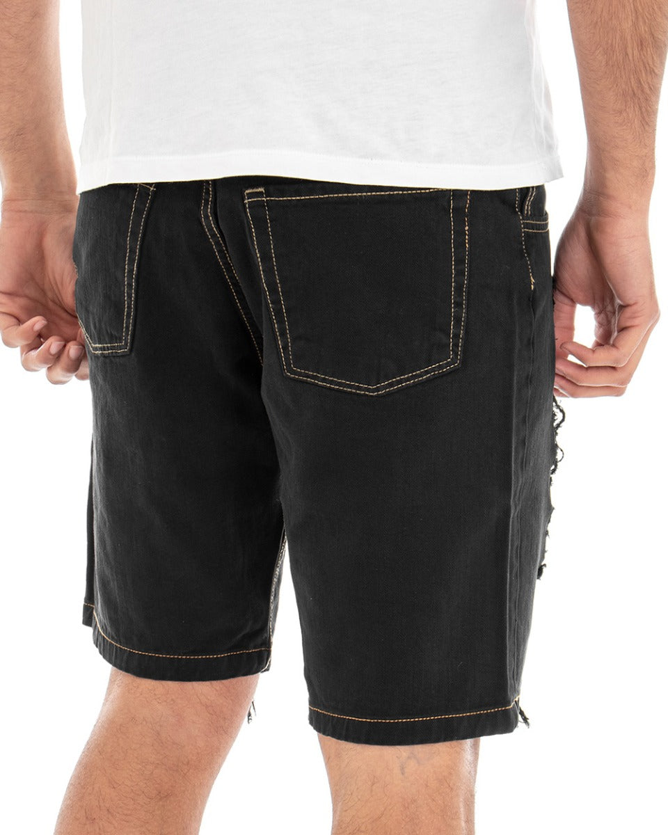 Bermuda Short Men's Shorts with Breaks Five Pockets Black GIOSAL-PC1623A