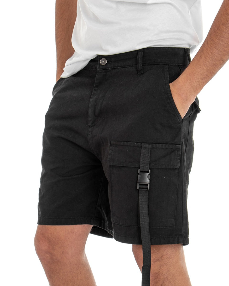 Bermuda Short Men's Shorts Black America Cargo Pocket GIOSAL-PC1629A