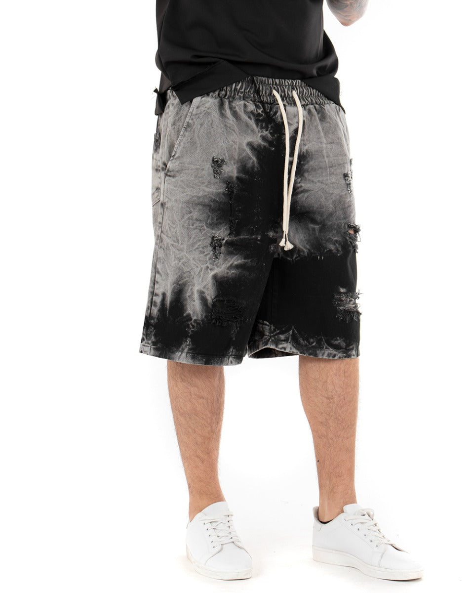 Men's Bermuda Shorts Shaded Black Broken Low Crotch Trousers GIOSAL-PC1693A