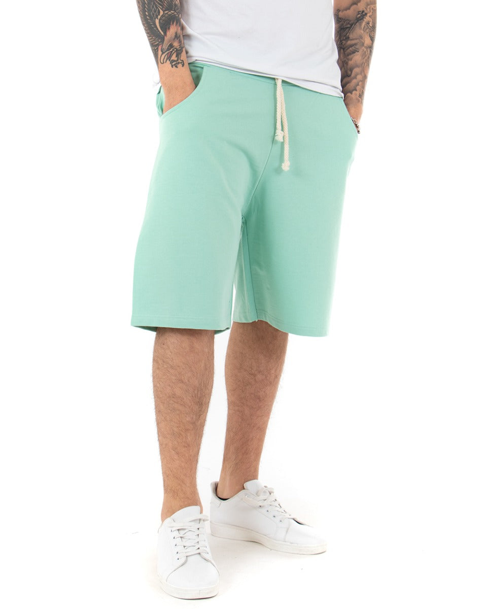 Bermuda Shorts Men's Tracksuit Solid Color Water Green Basic GIOSAL-PC1703A