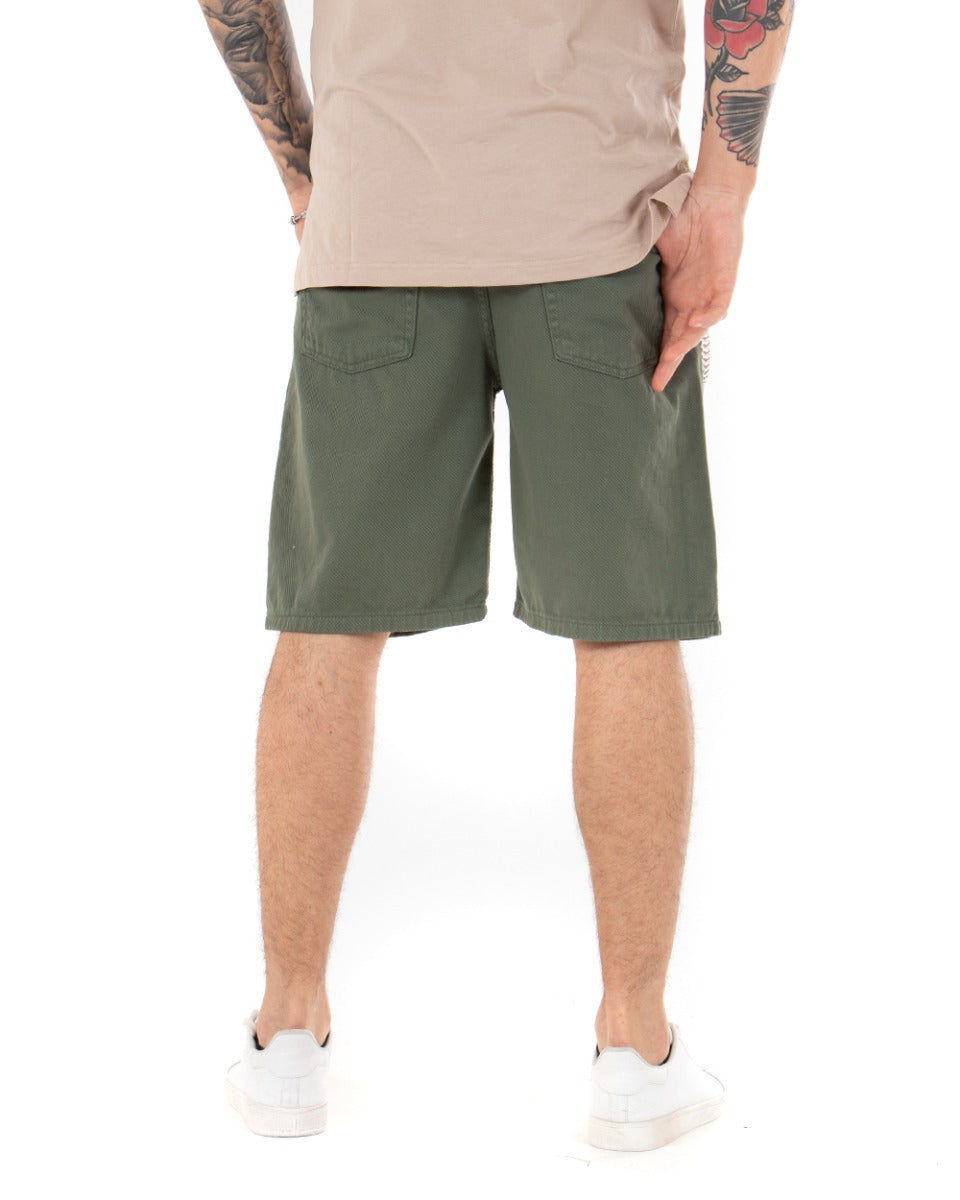 Bermuda Short Men's Shorts Basic Chain Solid Color Green Cotton Five Pockets GIOSAL-PC1712A
