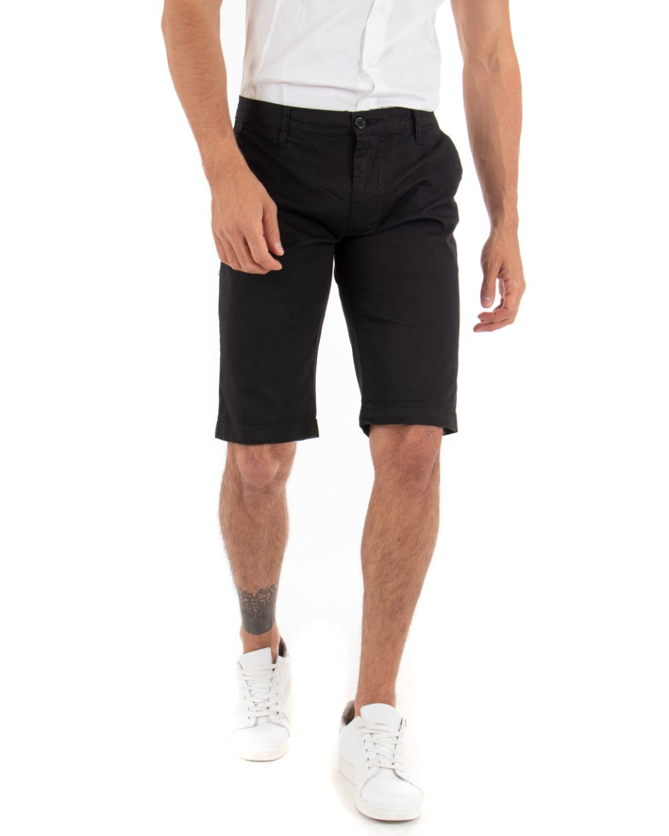 Bermuda Short Men's Shorts Solid Color Classic Black America Pocket Cotton Casual GIOSAL-PC1718A