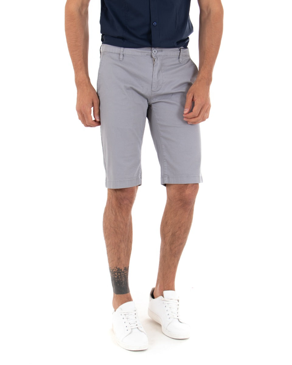 Bermuda Short Men's Shorts Solid Color Classic Gray America Pocket Casual Cotton GIOSAL-PC1719A
