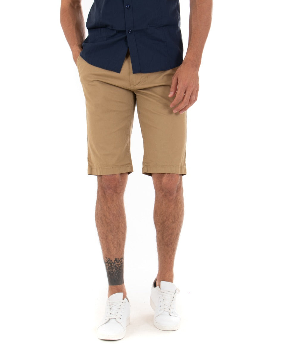 Bermuda Short Men's Shorts Solid Color Camel Classic America Pocket Cotton Casual GIOSAL-PC1722A
