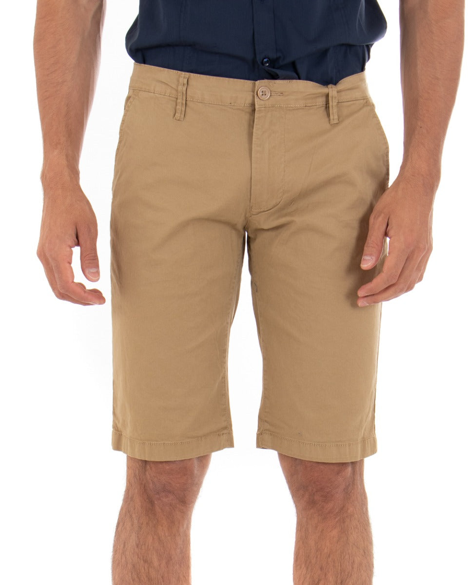 Bermuda Short Men's Shorts Solid Color Camel Classic America Pocket Cotton Casual GIOSAL-PC1722A