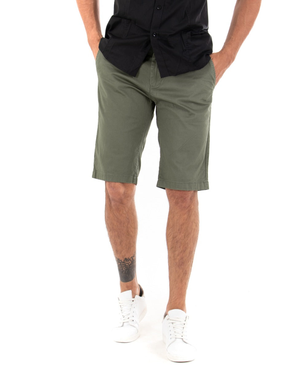 Bermuda Short Men's Shorts Solid Color Military Green Classic America Pocket Cotton Casual GIOSAL-PC1723A