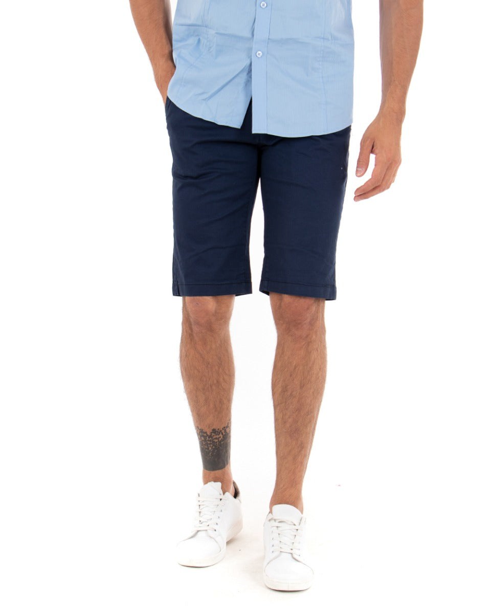 Bermuda Short Men's Shorts Solid Color Classic Blue America Pocket Casual Cotton GIOSAL-PC1724A