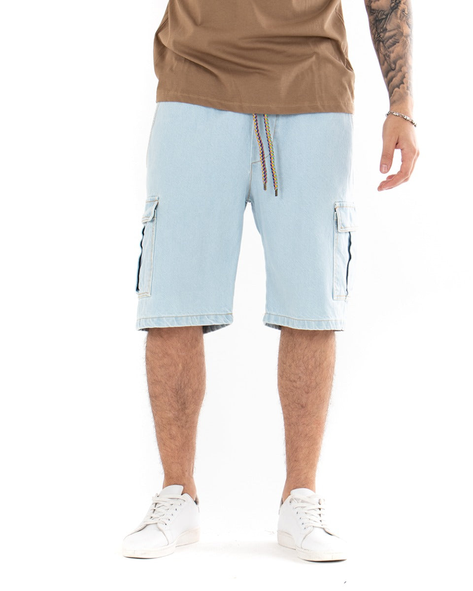 Bermuda Shorts Men's Cargo Jeans Light Denim GIOSAL-PC1751A