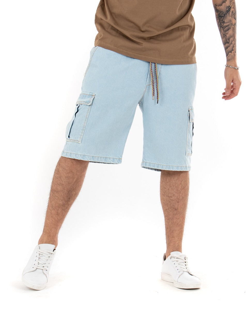 Bermuda Shorts Men's Cargo Jeans Light Denim GIOSAL-PC1751A