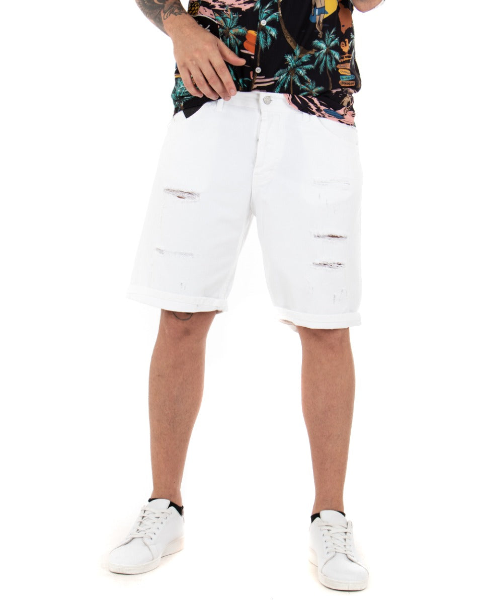 Bermuda Short Men's Shorts Solid Color White Breaks GIOSAL-PC1762A