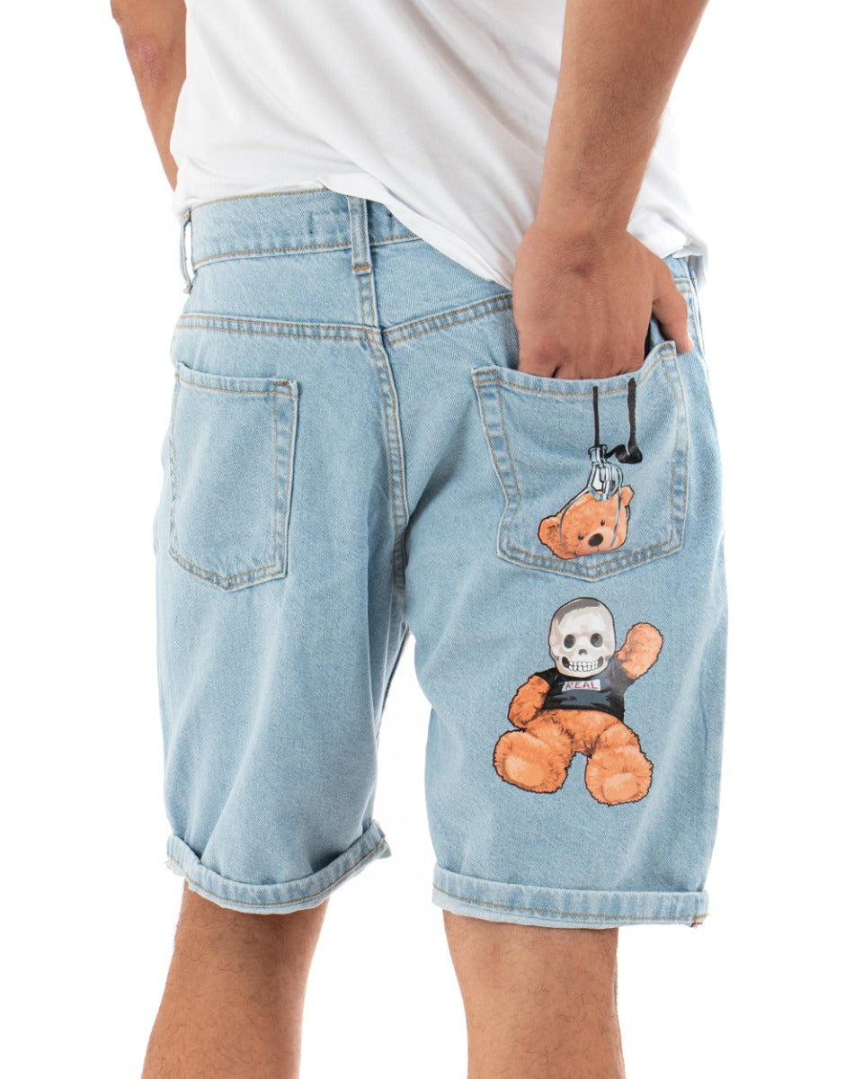Bermuda Shorts Men Jeans Print Light Denim Casual GIOSAL-PC1791A