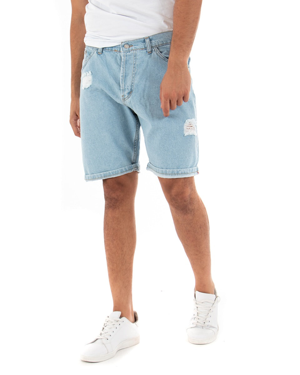 Bermuda Shorts Men Jeans Print Light Denim Casual GIOSAL-PC1791A