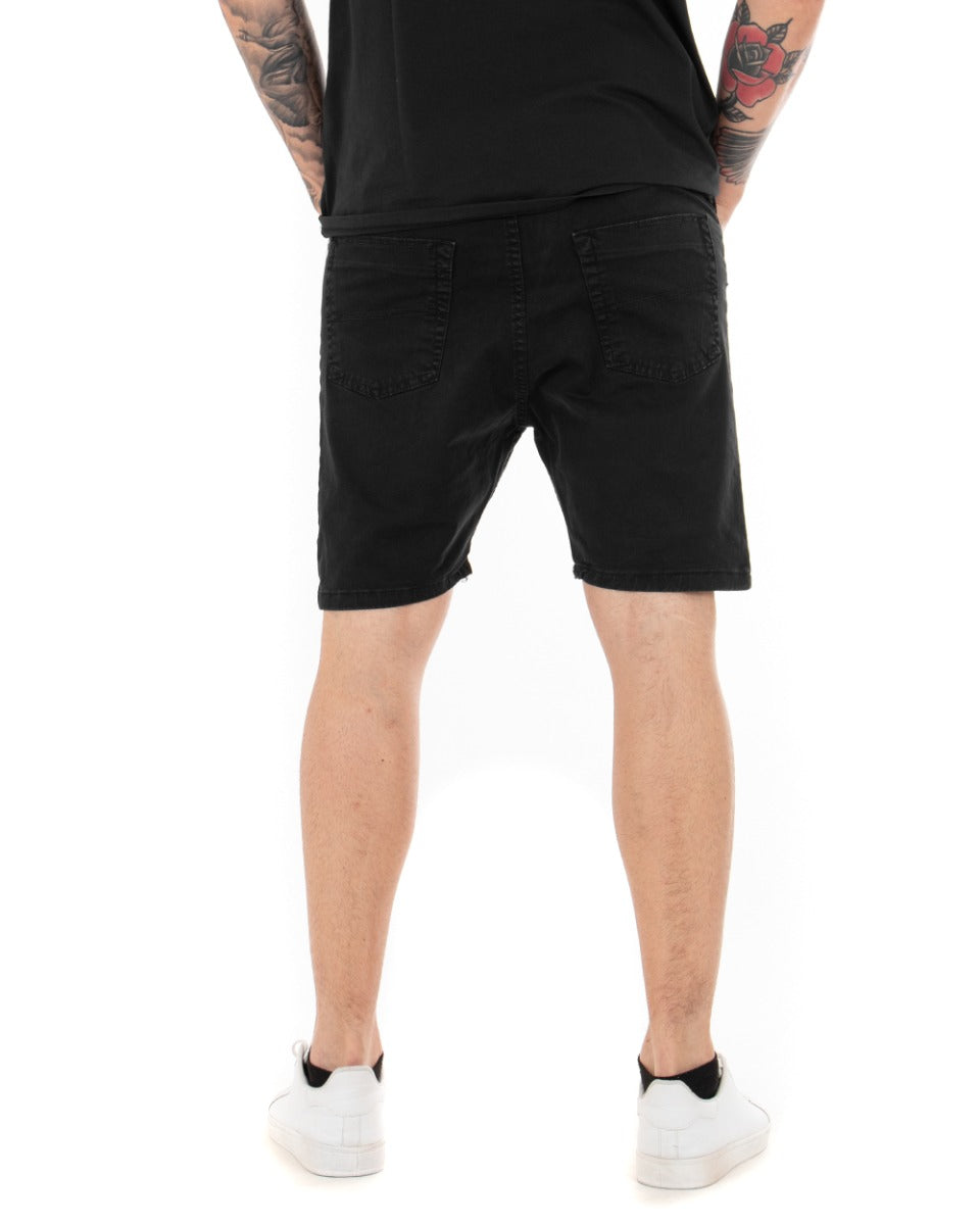 Men's Bermuda Shorts Short Breaks Black Casual Cotton GIOSAL-PC1800A