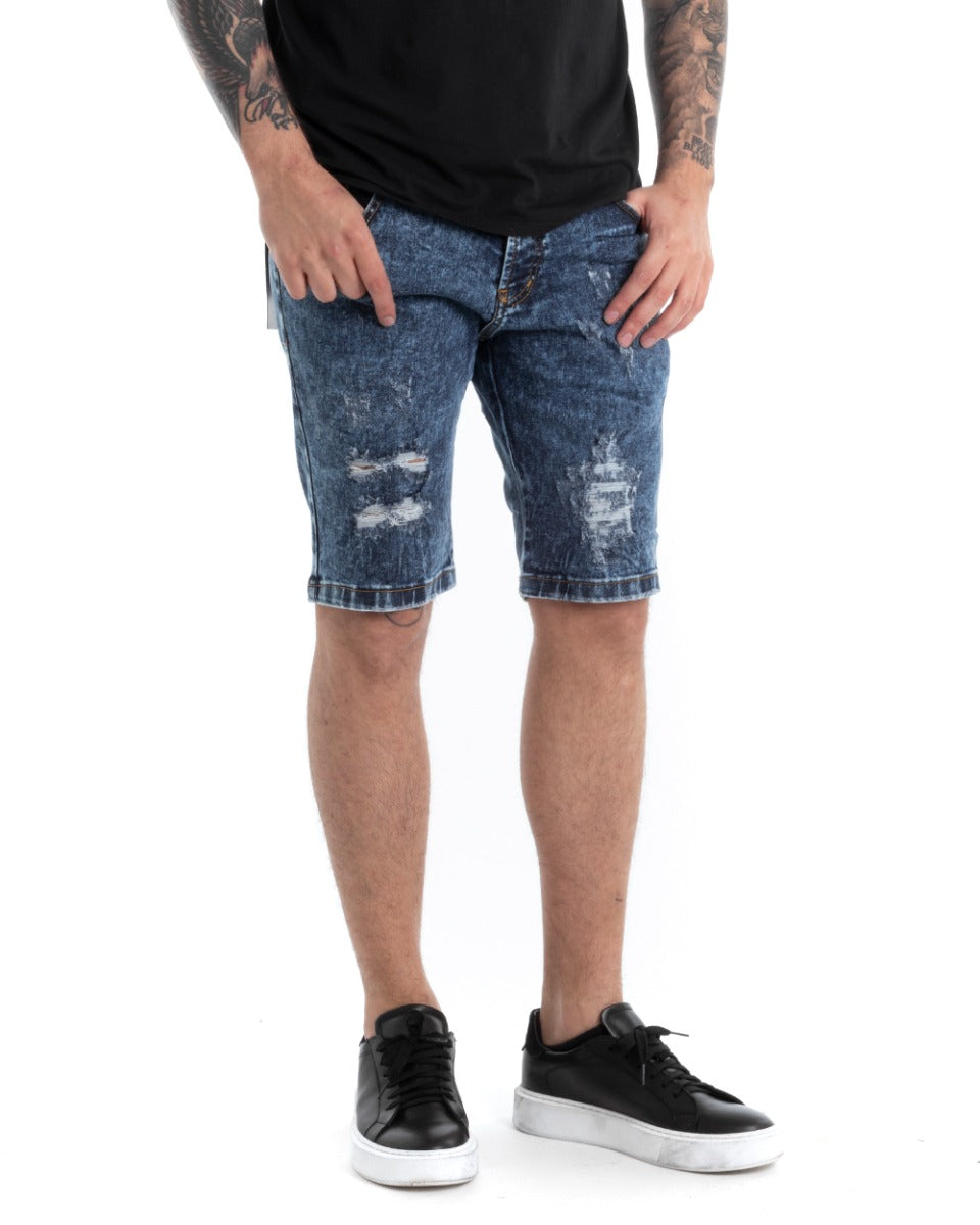Bermuda Shorts Men's Jeans Denim Broken Five Pockets Washed GIOSAL-PC1816A
