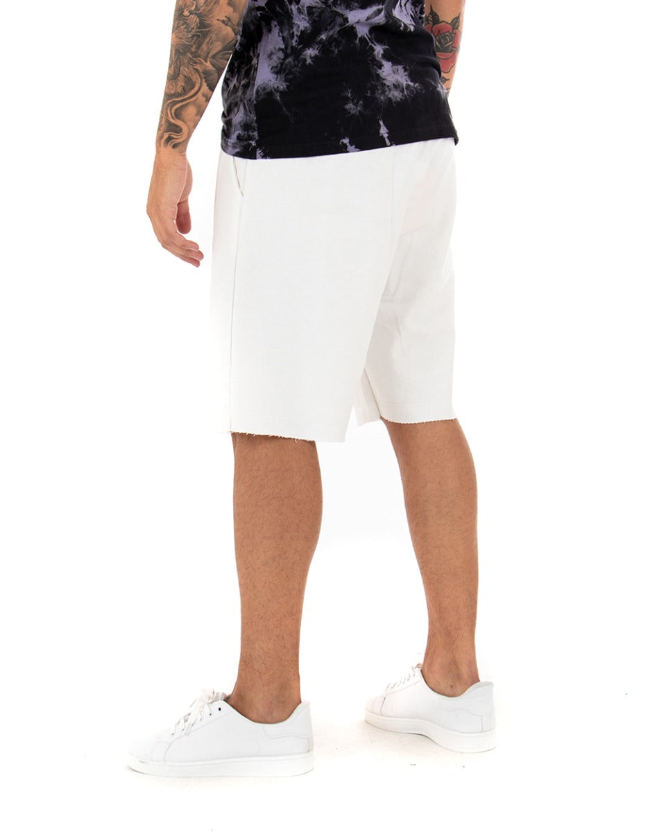 Bermuda Pantaloncino Tuta Corto Uomo Bianco Basic Casual GIOSAL-PC1821A