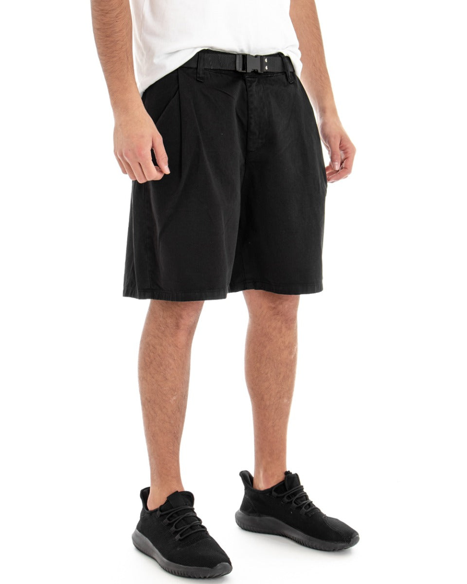 Bermuda Shorts Men's Black Cotton America Pocket GIOSAL-PC1829A