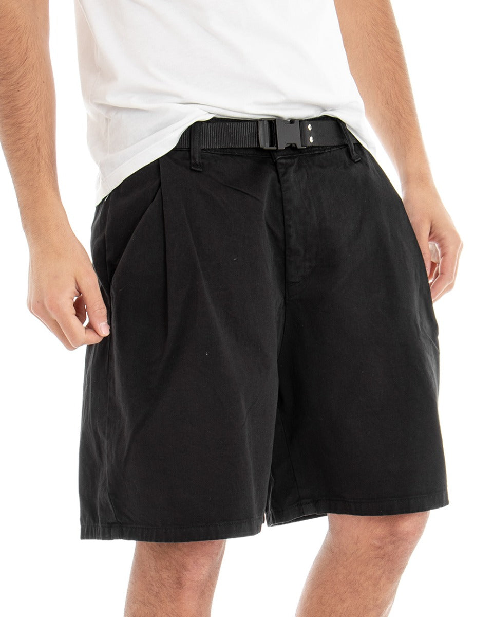 Bermuda Shorts Men's Black Cotton America Pocket GIOSAL-PC1829A