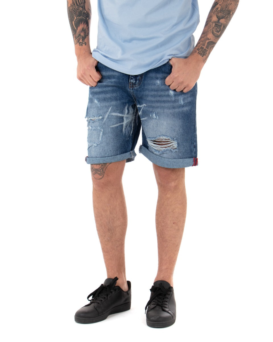 Bermuda Shorts Men's Short Jeans Five Pockets Rips Denim GIOSAL-PC1840A