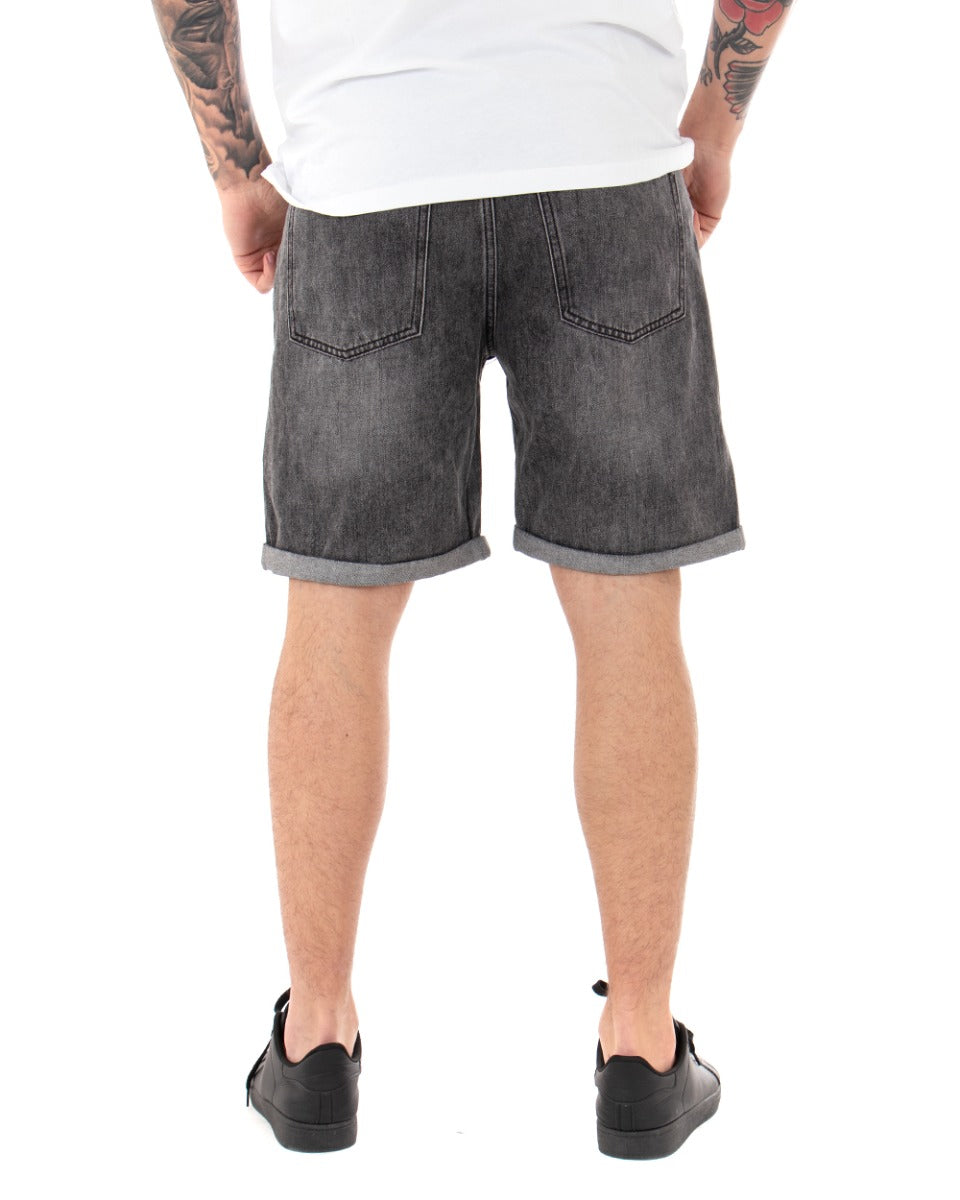 Bermuda Shorts Men's Short Jeans Gray Breaks Five Pockets Basic Shaded GIOSAL-PC1841A
