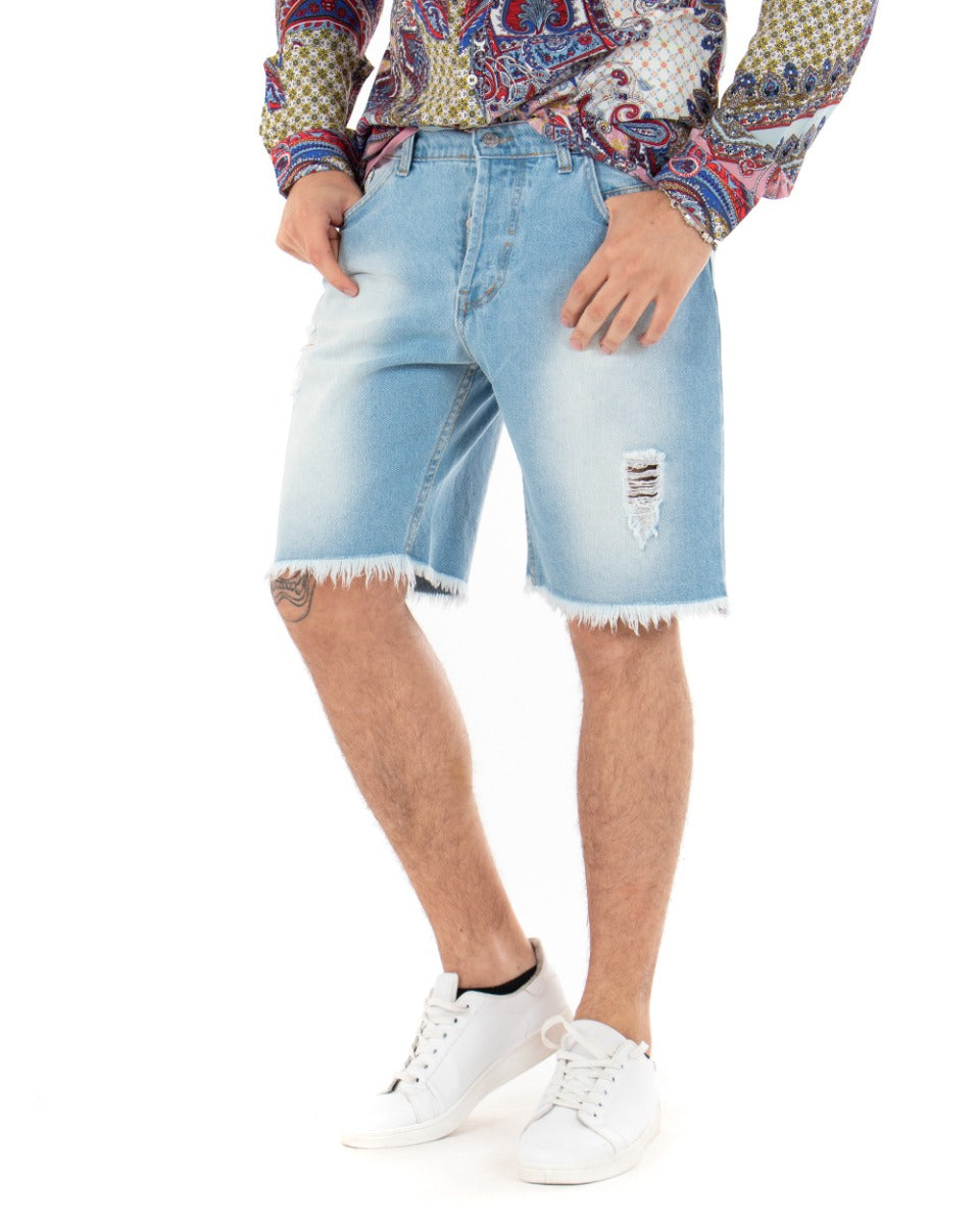Bermuda Shorts Men's Jeans Broken Five Pockets Frayed Casual GIOSAL-PC1850A