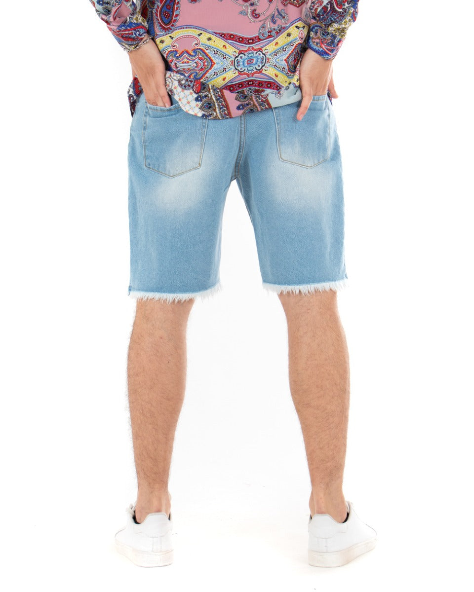 Bermuda Pantaloncino Uomo Jeans Rotture Cinque Tasche Sfrangiato Casual GIOSAL-PC1850A