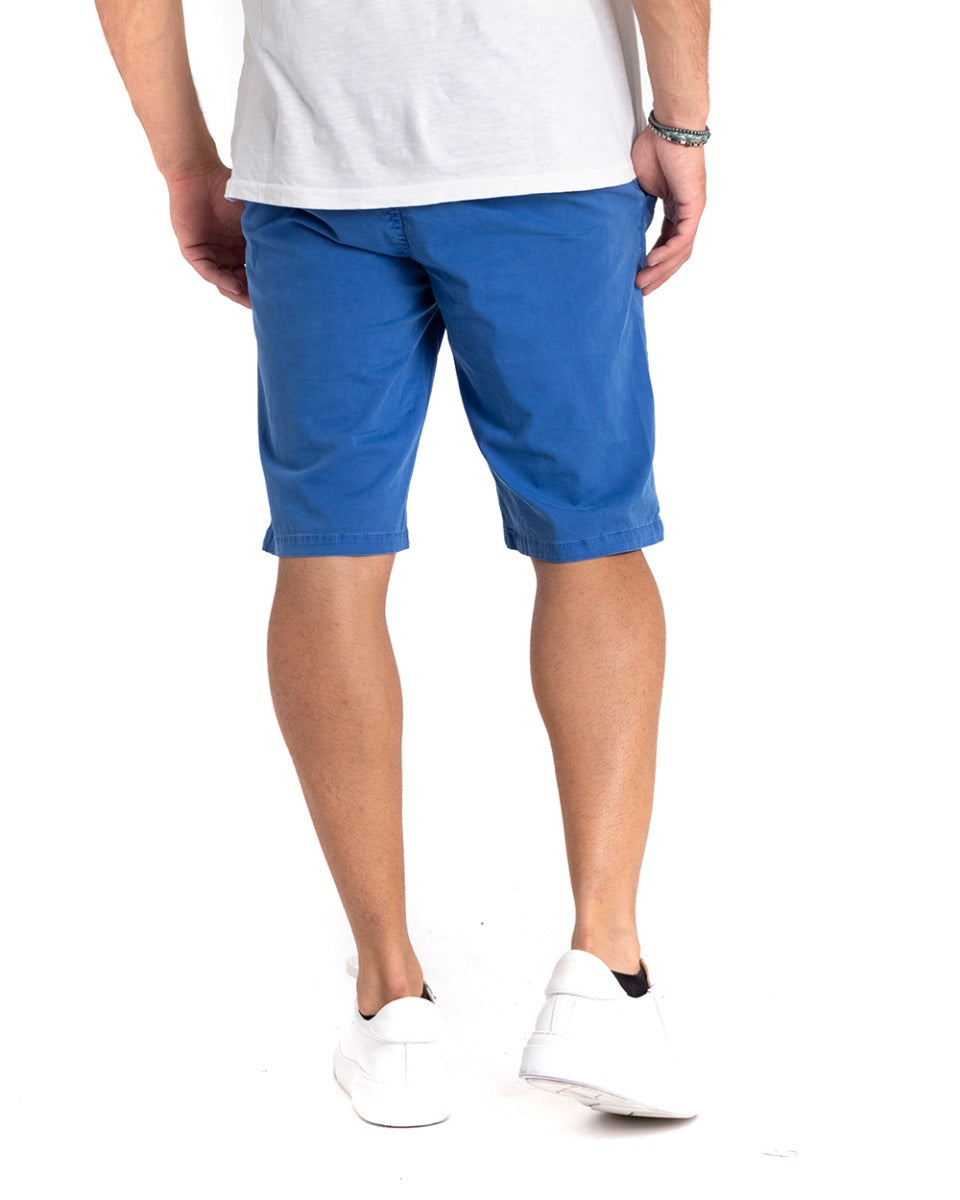 Bermuda Men's Shorts Solid Color Royal Blue America Pocket Cotton Casual GIOSAL-PC1858A