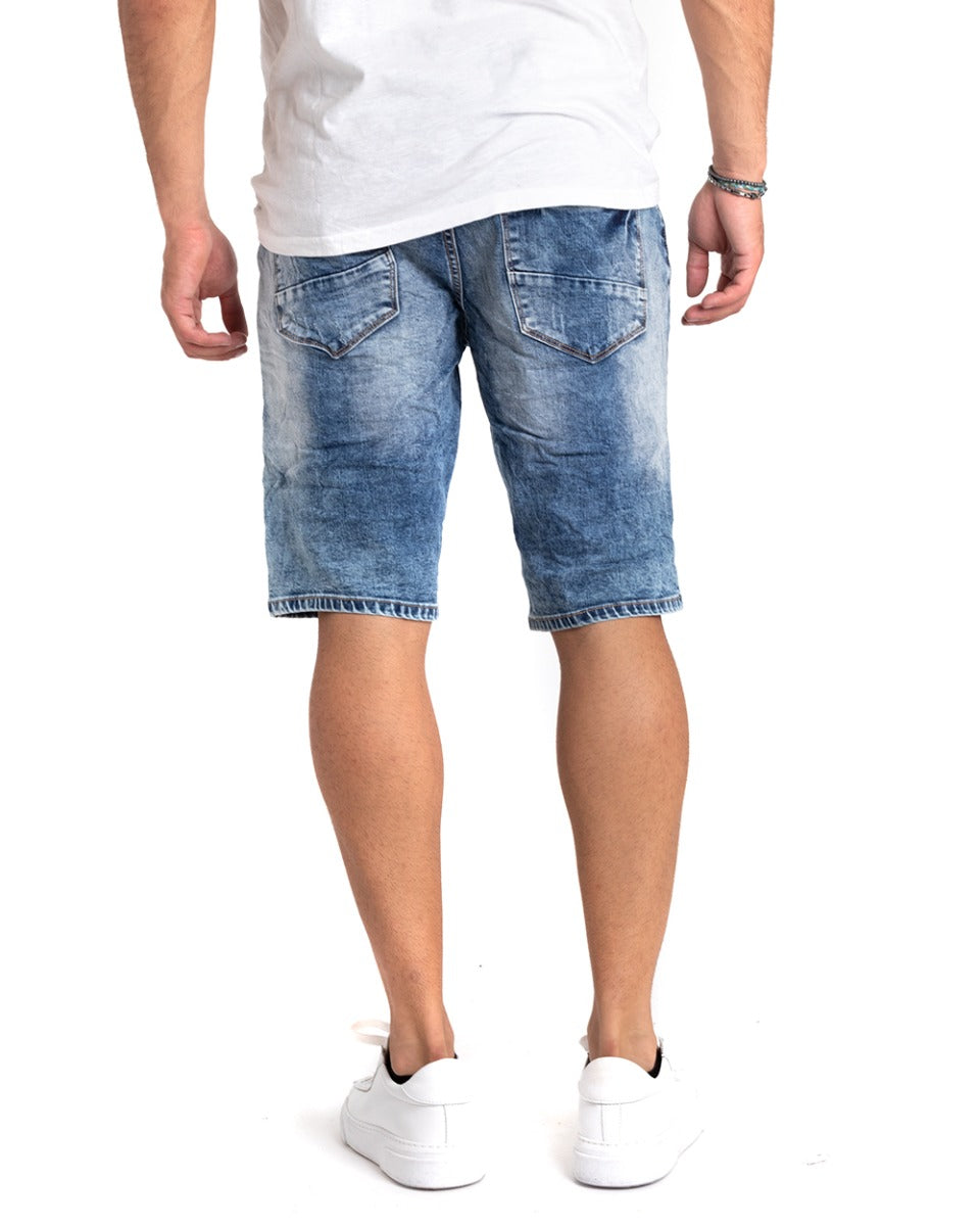 Bermuda Shorts Men's Jeans Breaks Printed Writing Denim Casual GIOSAL-PC1859A