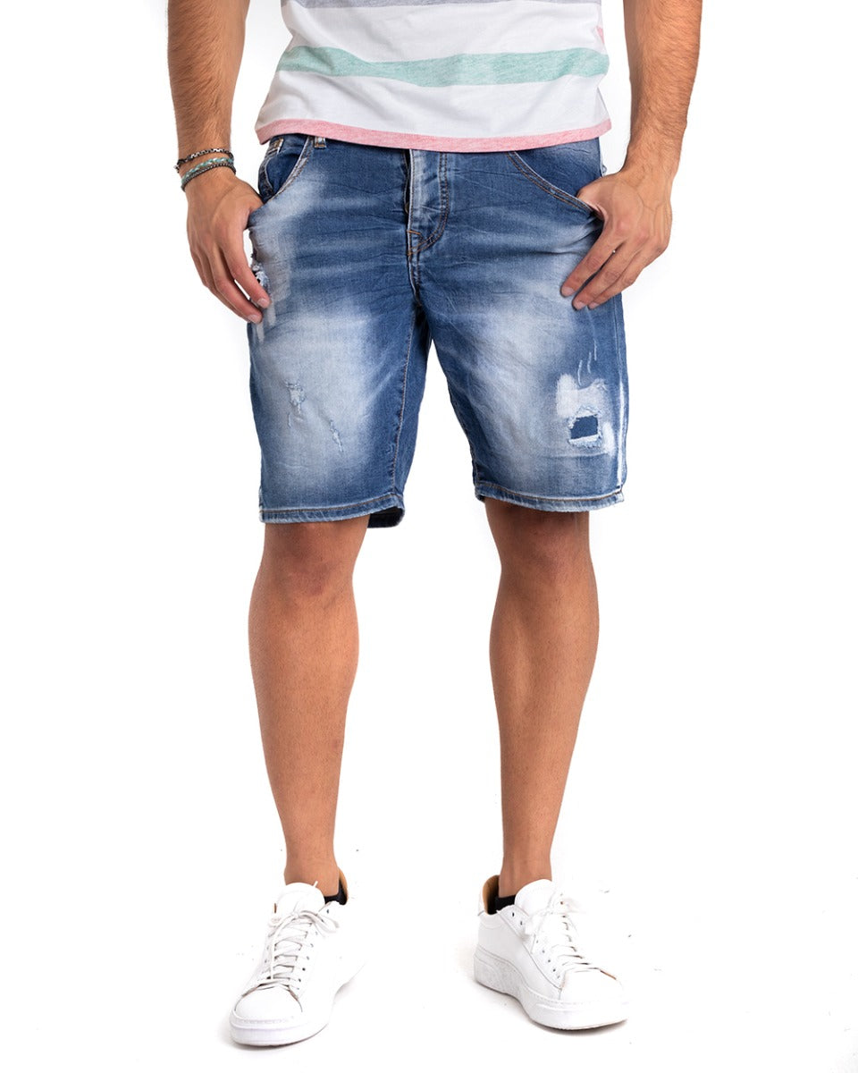 Bermuda Pantaloncino Uomo Corto Jeans Denim Cinque Tasche Sfumato GIOSAL-PC1866A