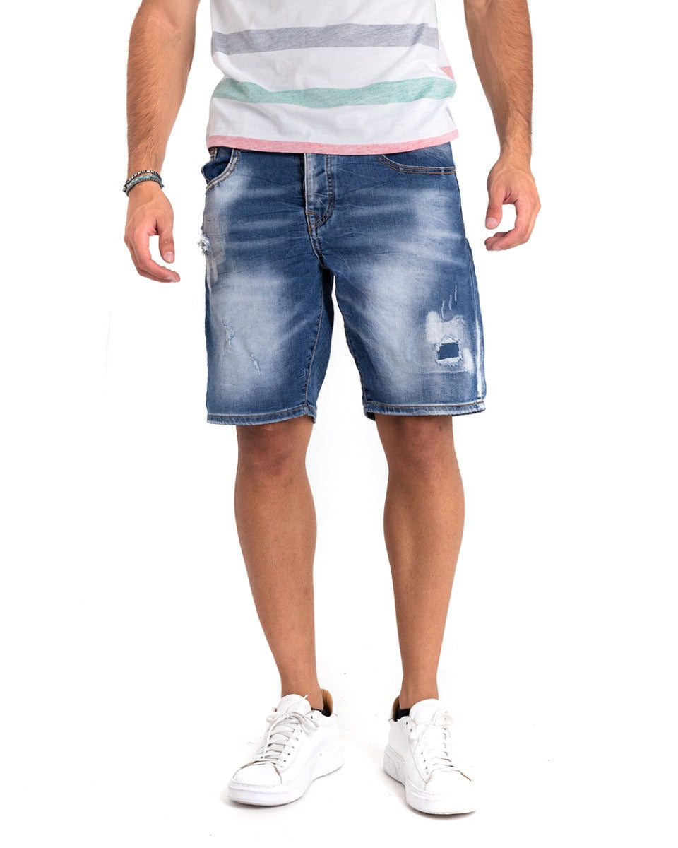Bermuda Shorts Men's Short Denim Jeans Five Pockets Shaded GIOSAL-PC1866A