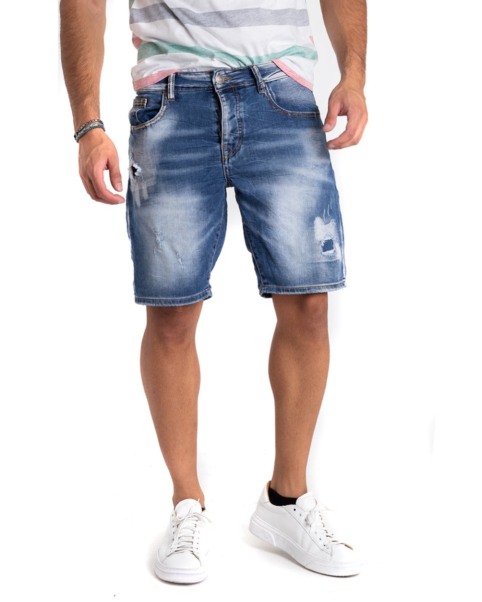 Bermuda Pantaloncino Uomo Corto Jeans Denim Cinque Tasche Sfumato GIOSAL-PC1866A