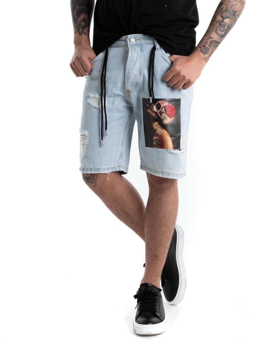 Bermuda Shorts Men's Jeans Light Print Five Pockets GIOSAL-PC1873A