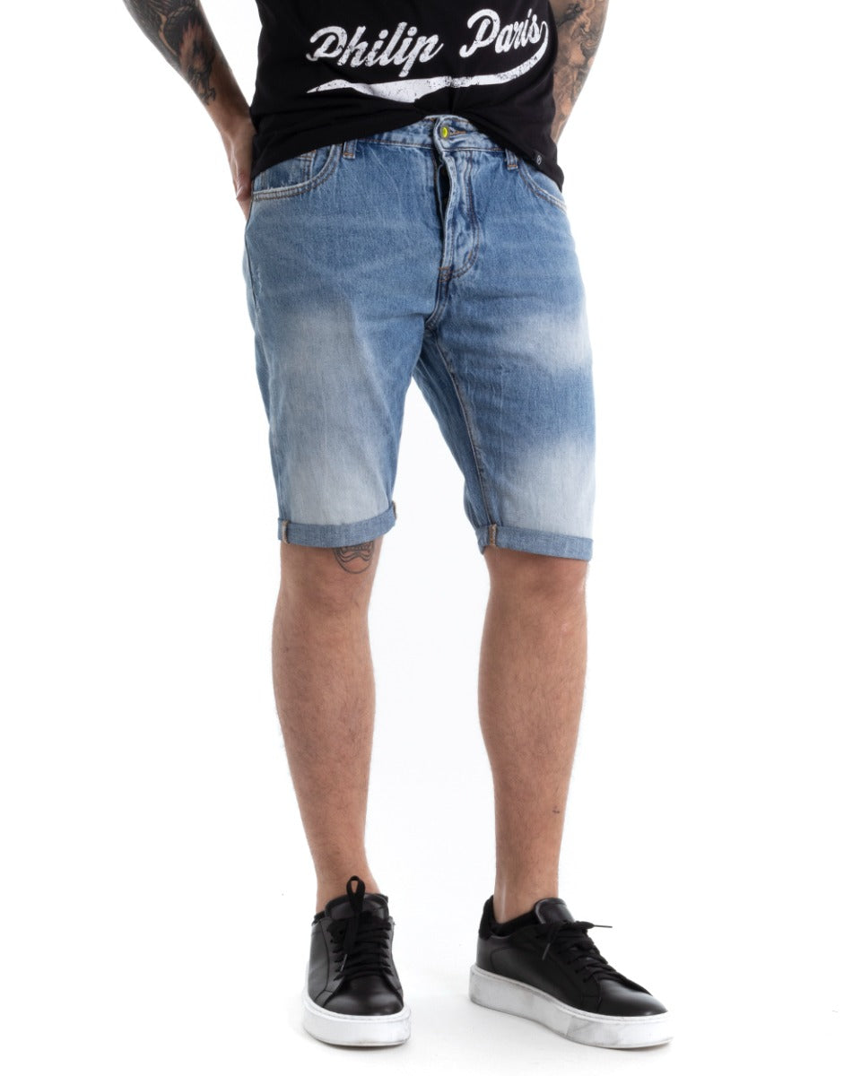 Bermuda Shorts Men Jeans Light Washed Denim Slim Five Pockets GIOSAL-PC1877A