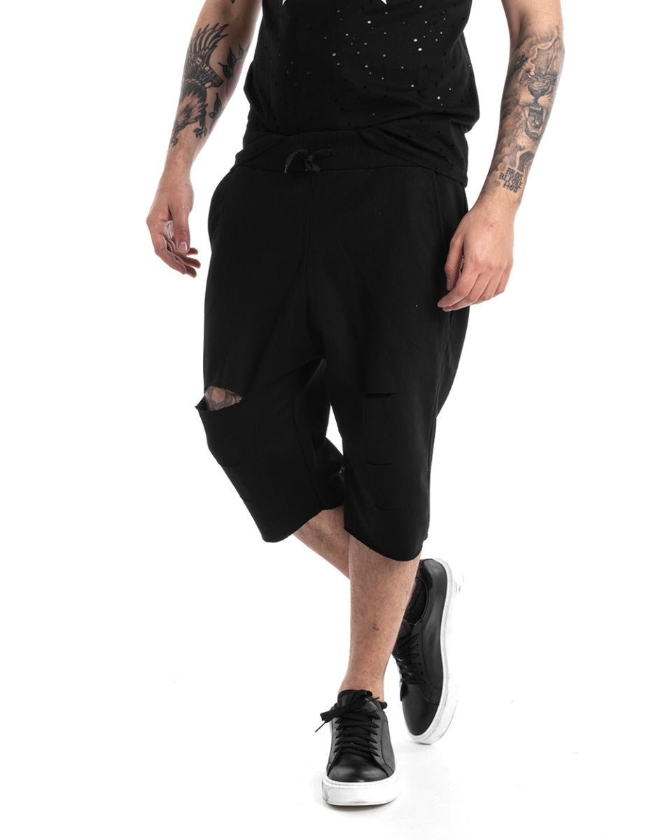 Bermuda Shorts Men's Short Tracksuit Solid Color Black Casual Trousers GIOSAL-PC1878A