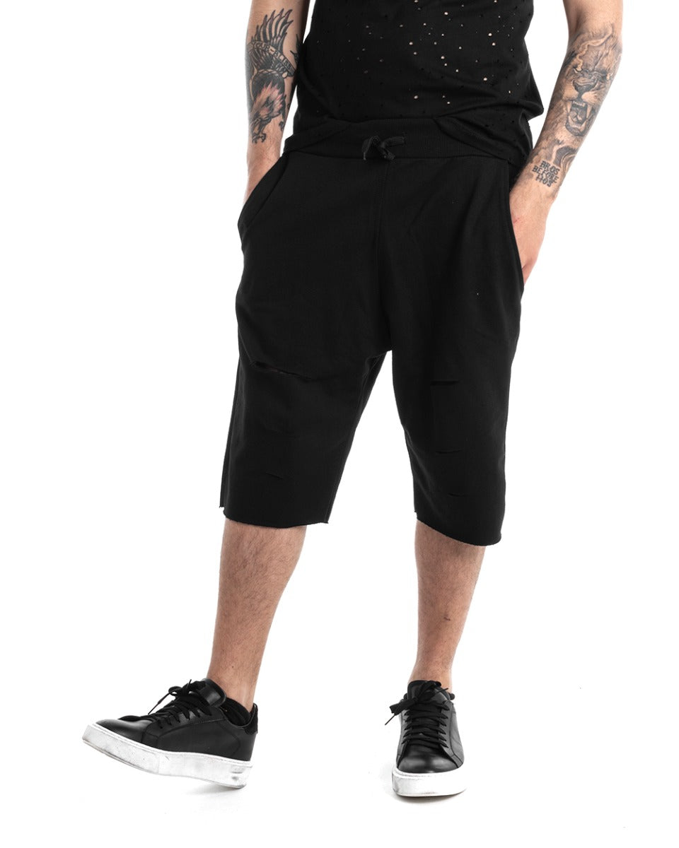 Bermuda Shorts Men's Short Tracksuit Solid Color Black Casual Trousers GIOSAL-PC1878A