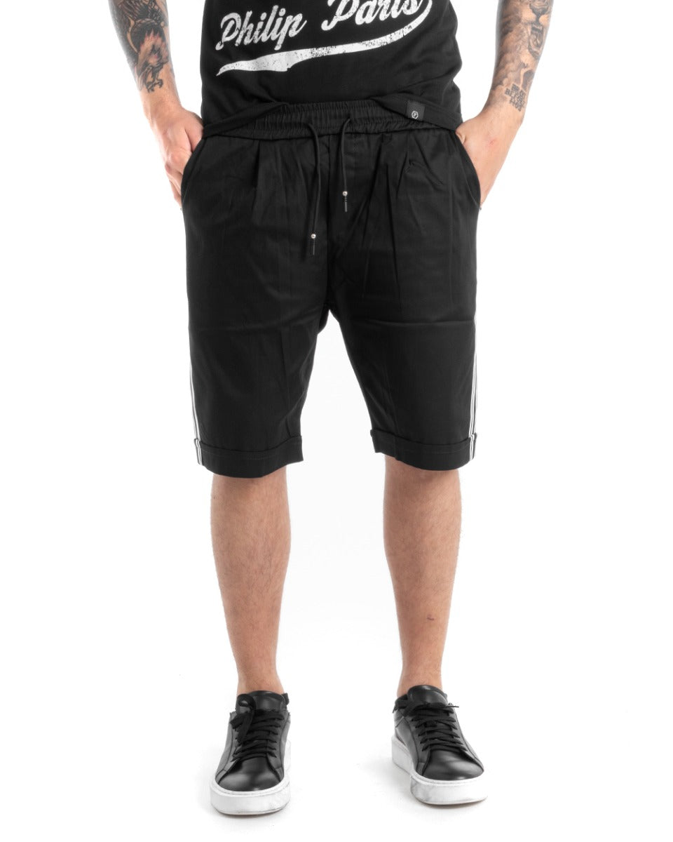 Bermuda Shorts Men Shorts Black Stripes Side Trousers GIOSAL-PC1884A