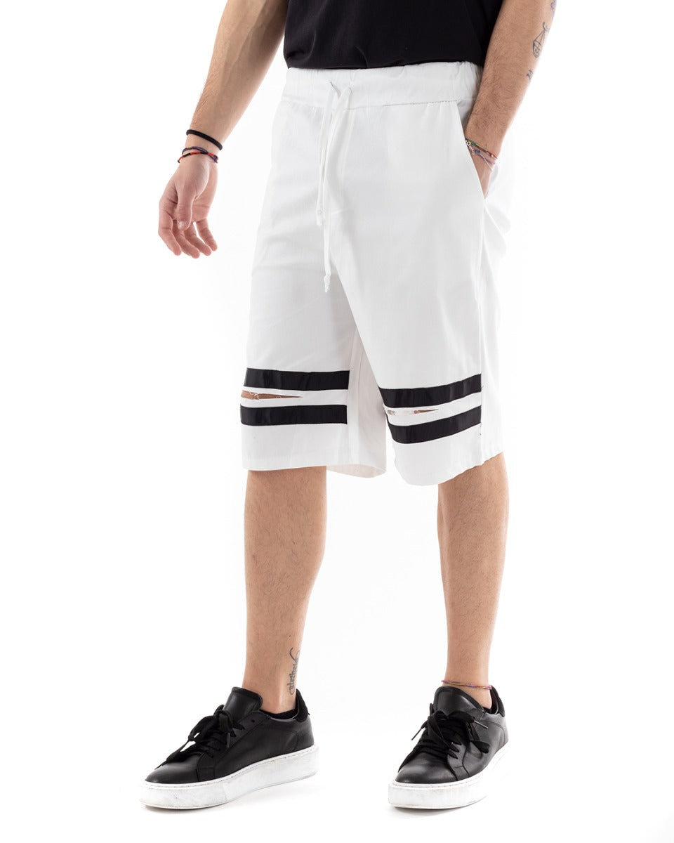 Bermuda Pantaloncino Uomo Corto Pantalaccio Bianco Casual GIOSAL-PC1906A