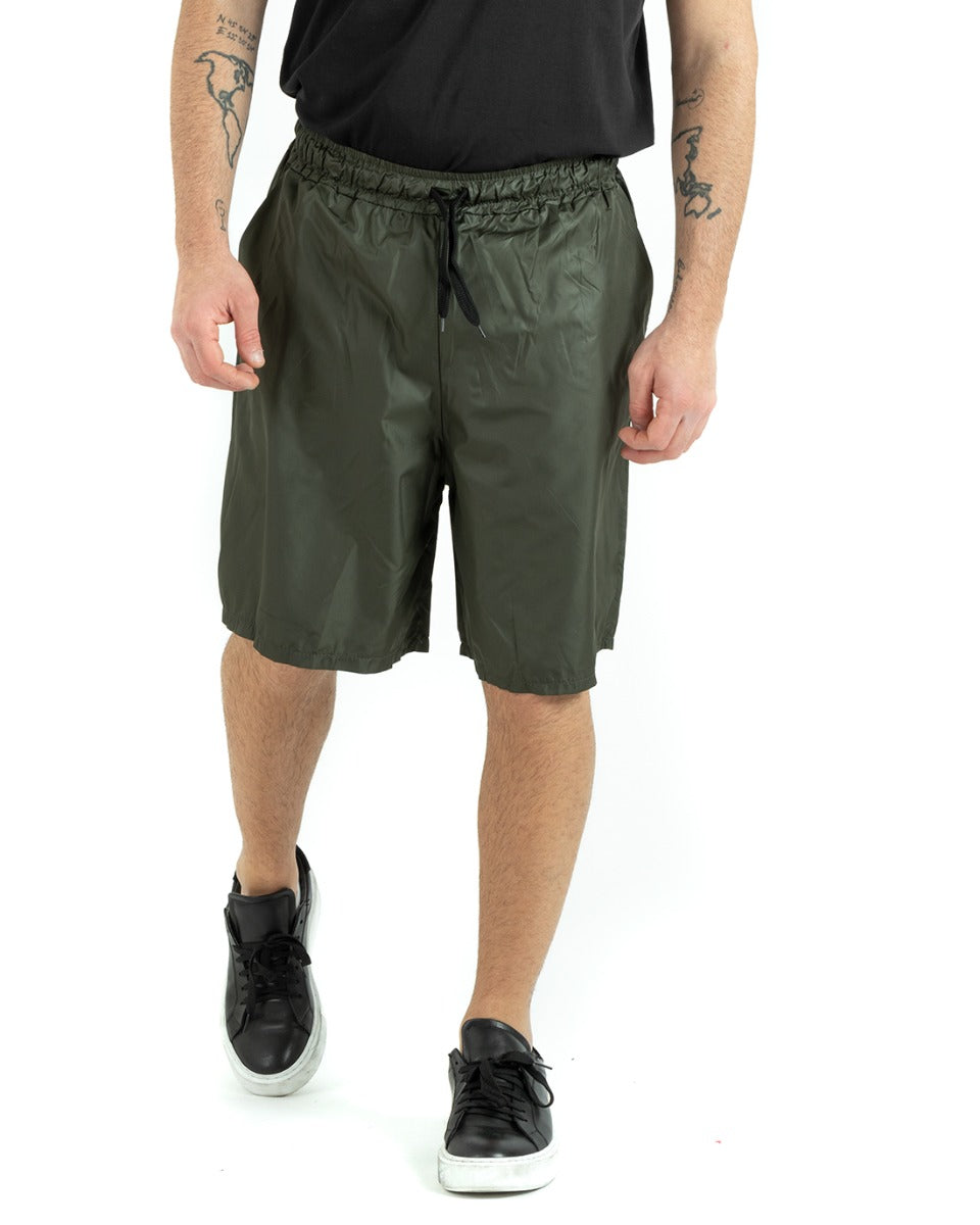 Men's Bermuda Shorts Shiny Green Elastic Casual GIOSAL-PC1913A