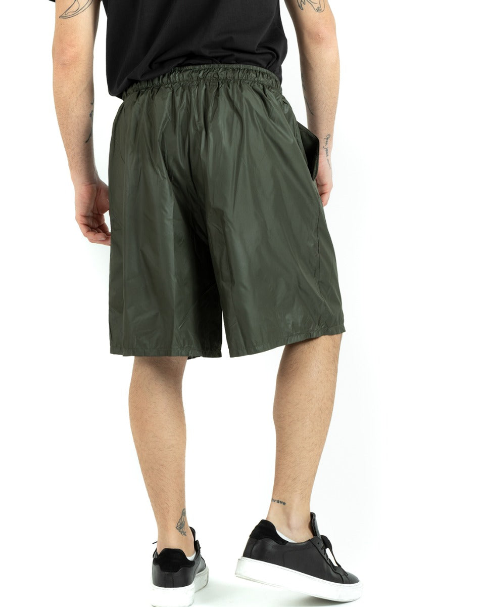 Men's Bermuda Shorts Shiny Green Elastic Casual GIOSAL-PC1913A