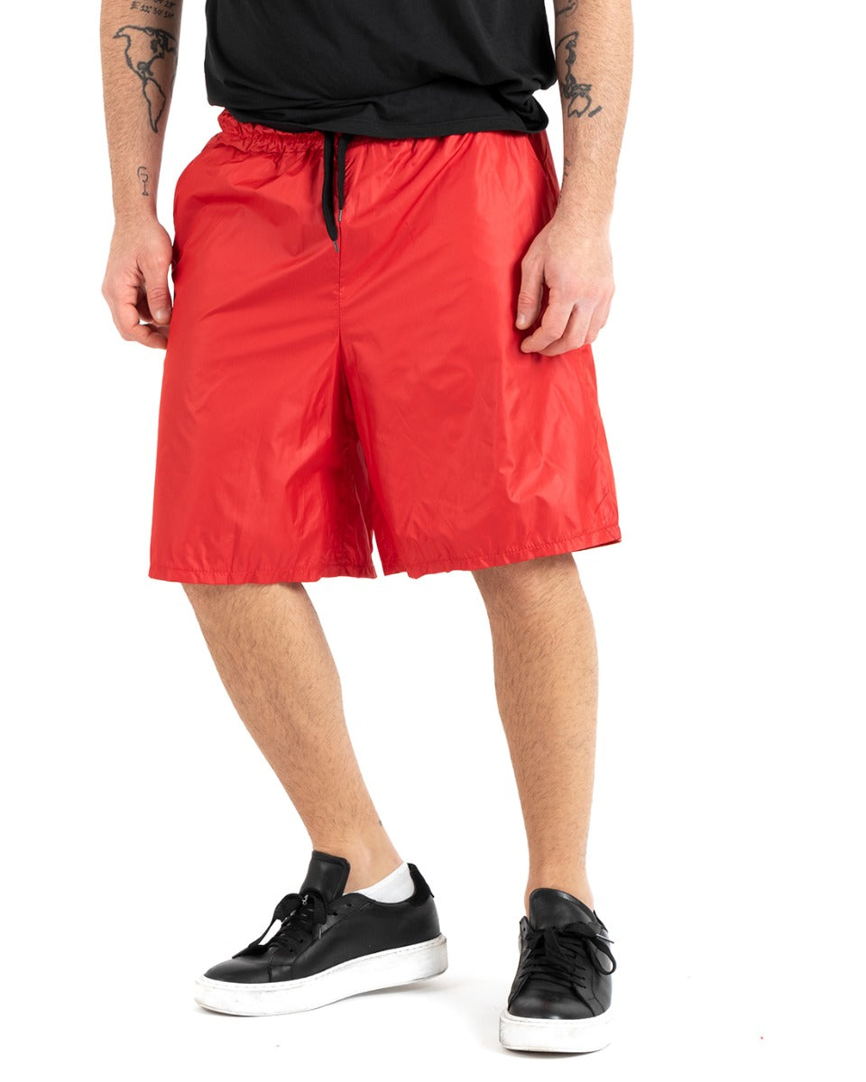 Bermuda Pantaloncino Uomo Corto Lucido Rosso Elastico Casual GIOSAL-PC1914A
