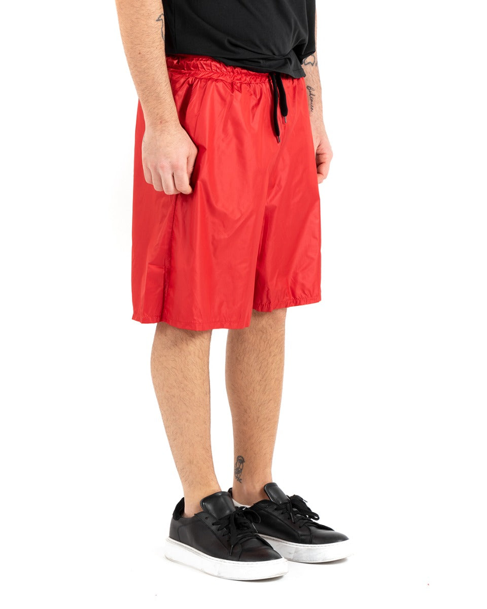 Bermuda Pantaloncino Uomo Corto Lucido Rosso Elastico Casual GIOSAL-PC1914A